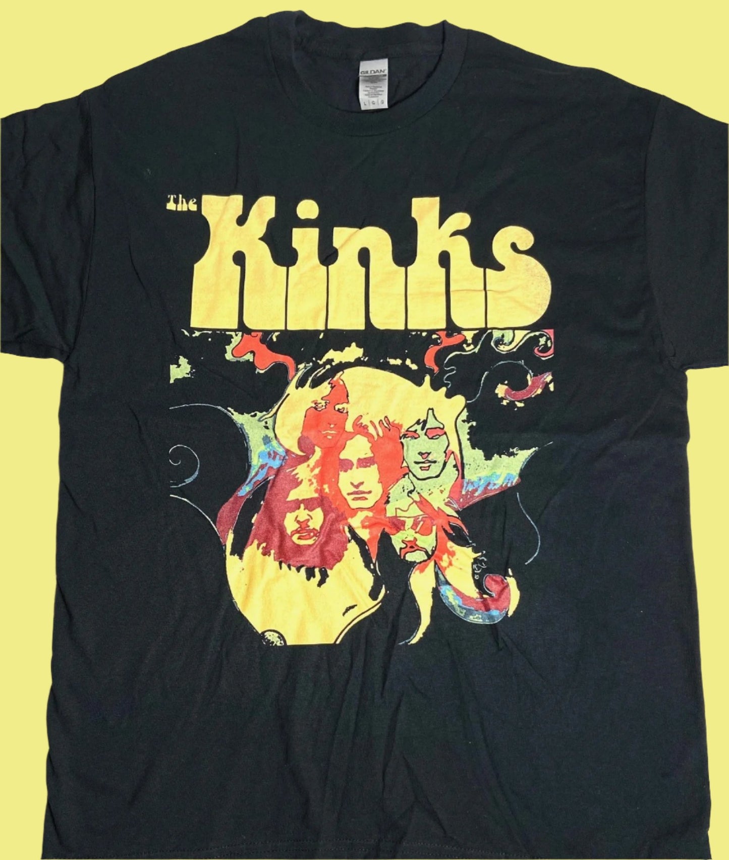 The Kinks "Psychedelic" NOS Adult L Black T-Shirt by Unknown