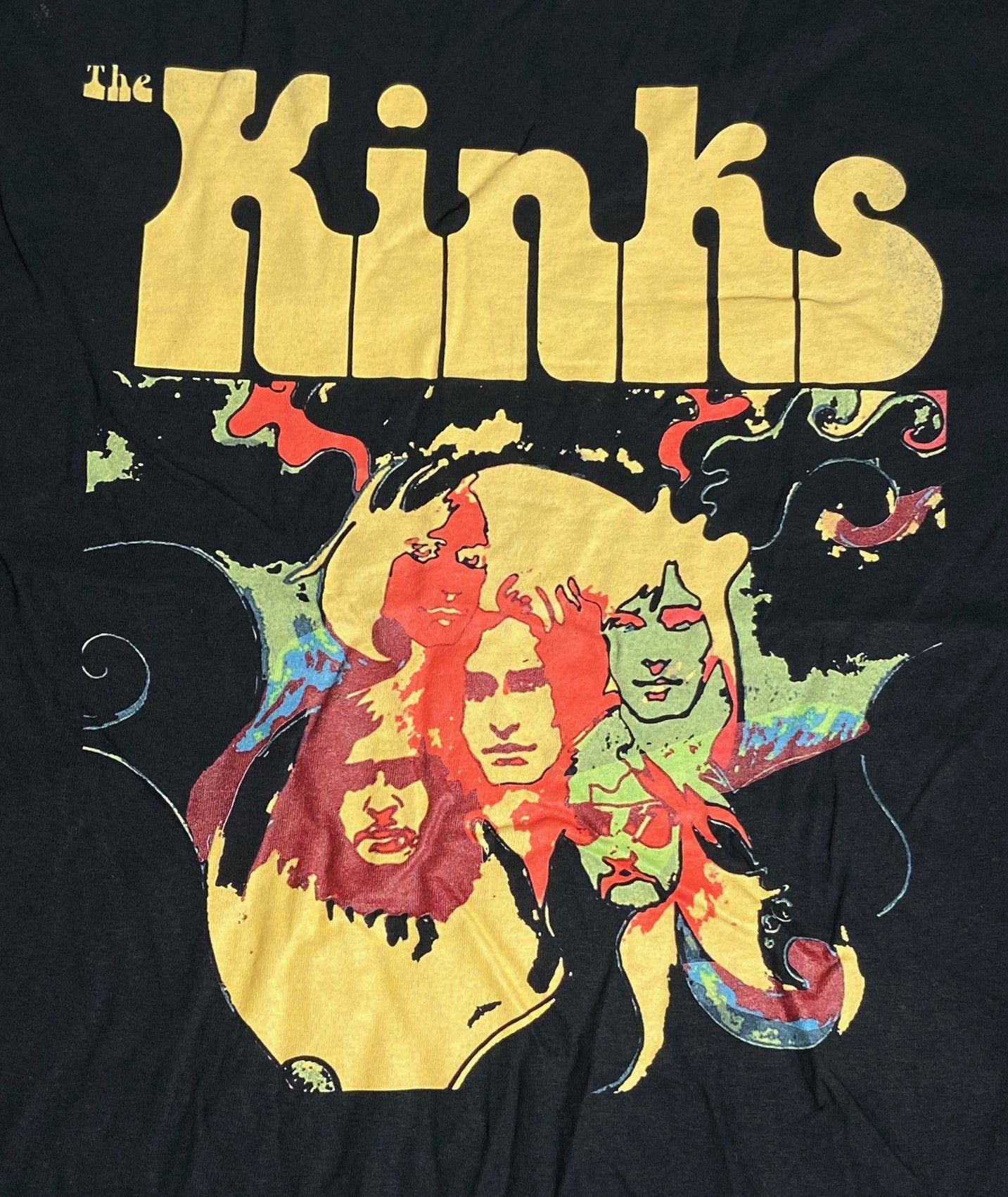 The Kinks "Psychedelic" NOS Adult L Black T-Shirt by Unknown