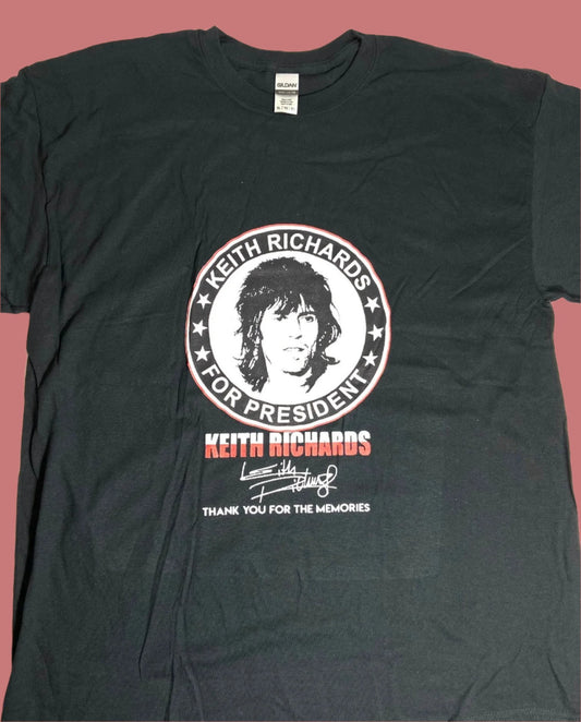 "Keith Richards For President" NOS Adult XL Black T-Shirt by Gildan