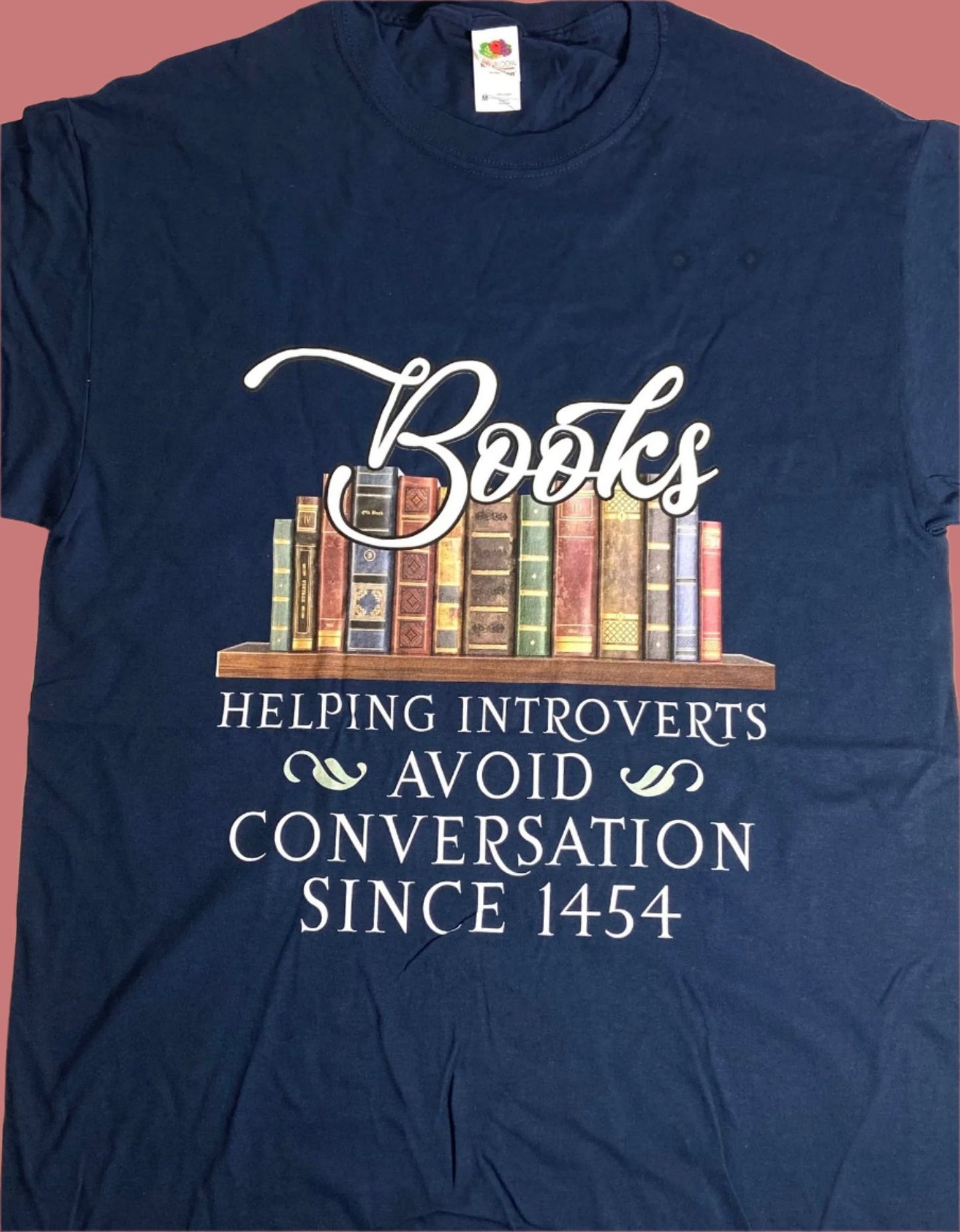 "Books: Helping Introverts..." NOS Adult M Blue T-Shirt by FotL