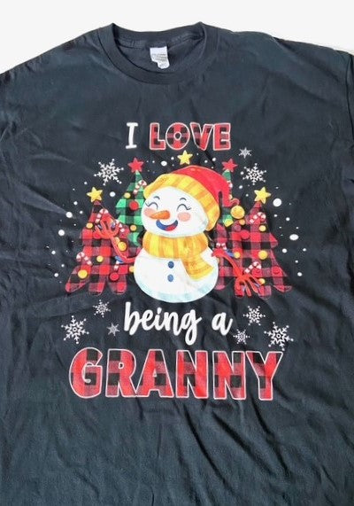 "I Love Being A Granny" NOS Holiday Adult XL Black T-Shirt