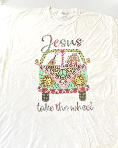 "Jesus, Take The Wheel" Adult XL White NOS T-Shirt