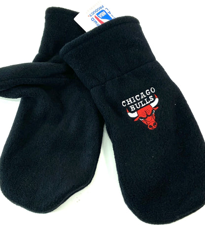 Chicago Bulls Vintage NBA Adult Black Fleece Mittens by Drew Pearson Marketing