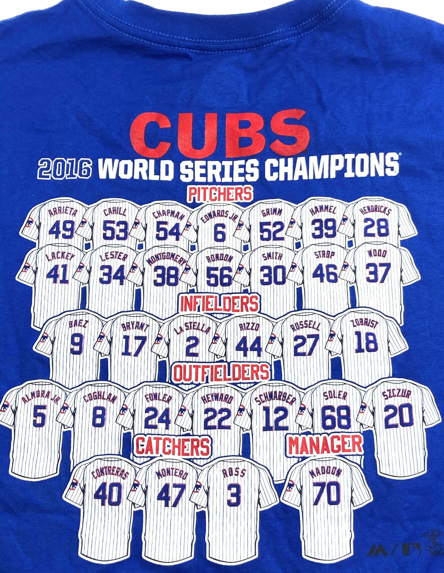 Chicago Cubs MLB 2016 World Series Champs 2-Sided Print T-Shirt By Majestic