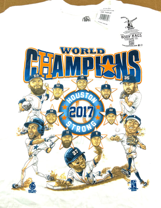 Houston Astros 2017 MLB Youth Large World Series Champs White  T-Shirt by Body Rags