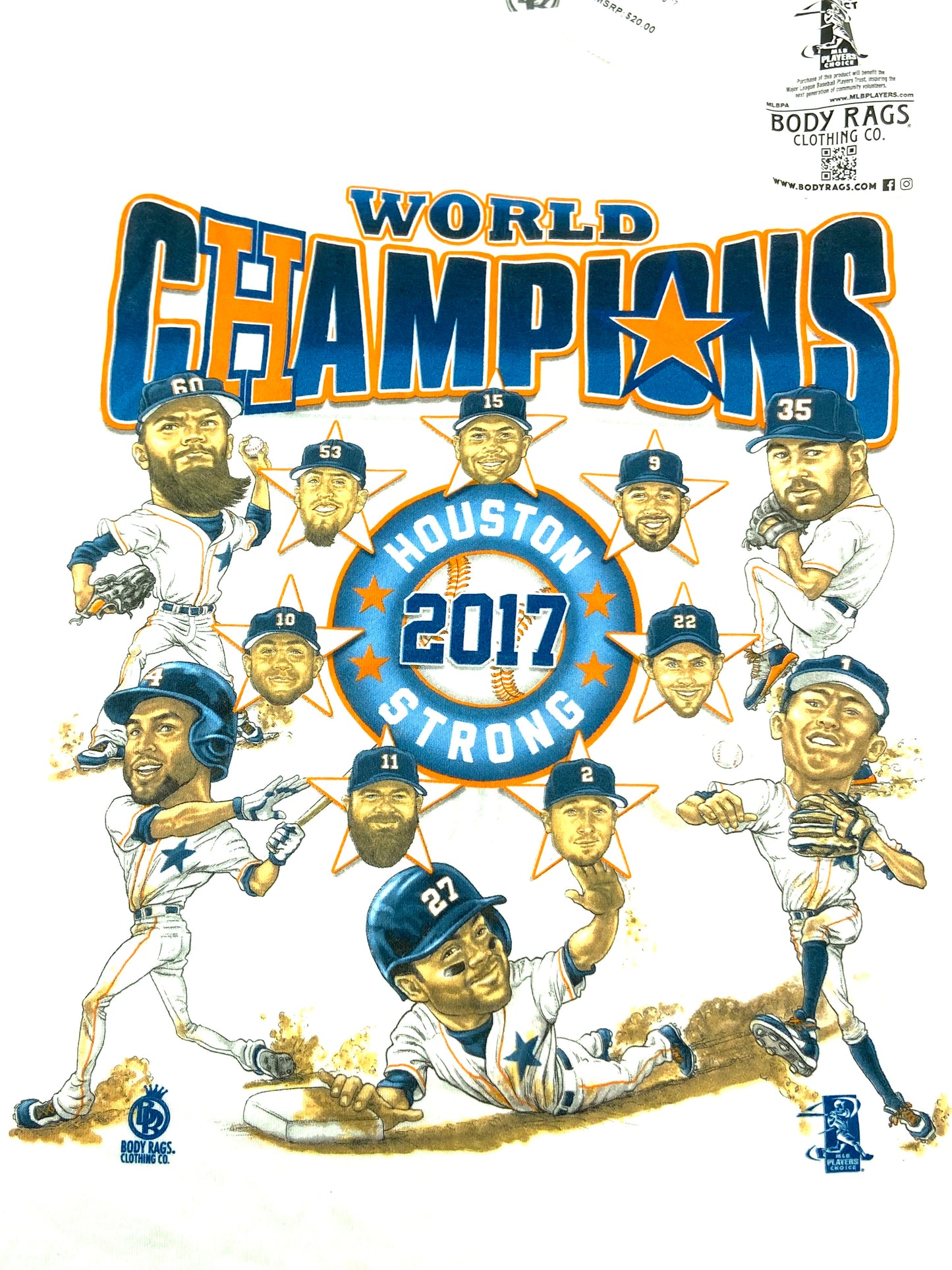 Houston Astros 2017 MLB Youth Large World Series Champs White  T-Shirt by Body Rags