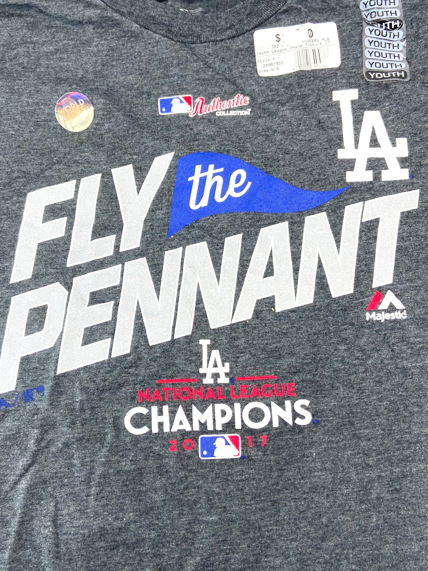 Los Angeles Dodgers 2017 MLB Youth Large Dk. Gray T-Shirt by Majestic