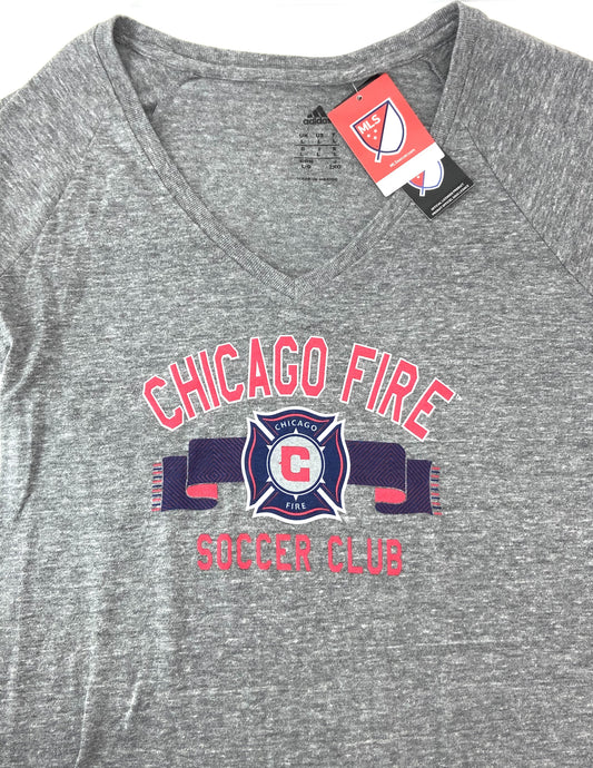 Chicago Fire 2015 MLS Ladies Large Light Gray Logo Tee