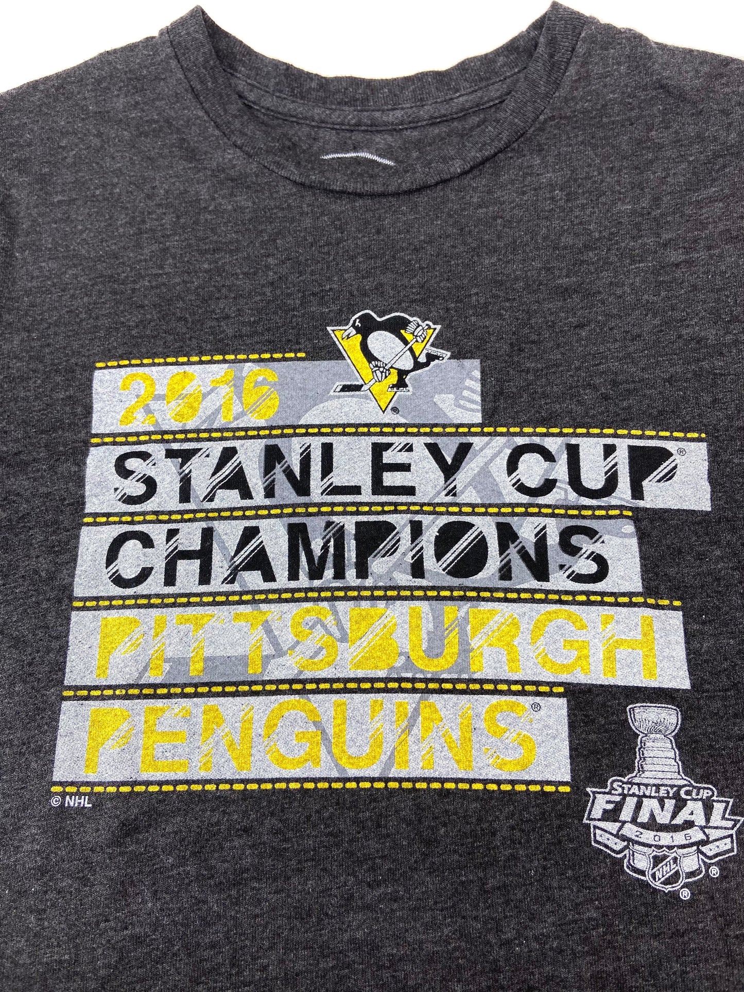 Pittsburgh Penguins 2016 NHL "Stanley Cup Champions" Ladies Gray T-Shirt by Majestic Threads