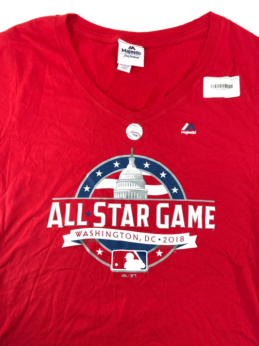 All Star Game MLB 2018 Washington, DC Women's Red T-Shirt By Majestic Fan Fashion