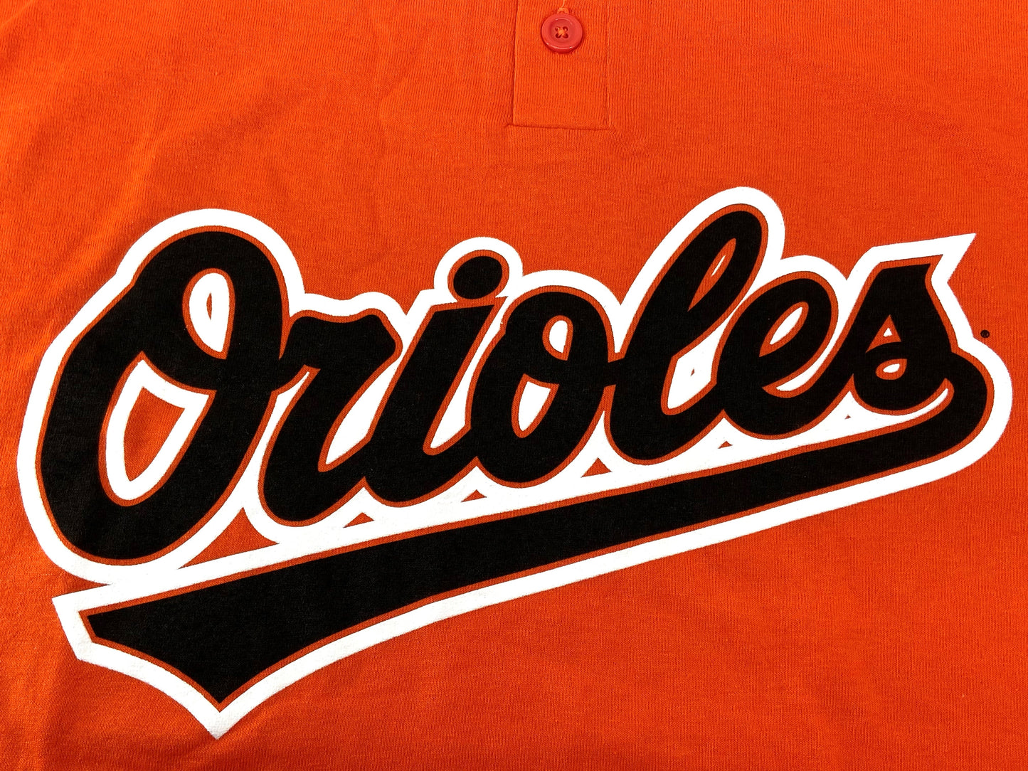 Baltimore Orioles 2012 MLB Adult L & XL Orange Button T-Shirt by Majestic