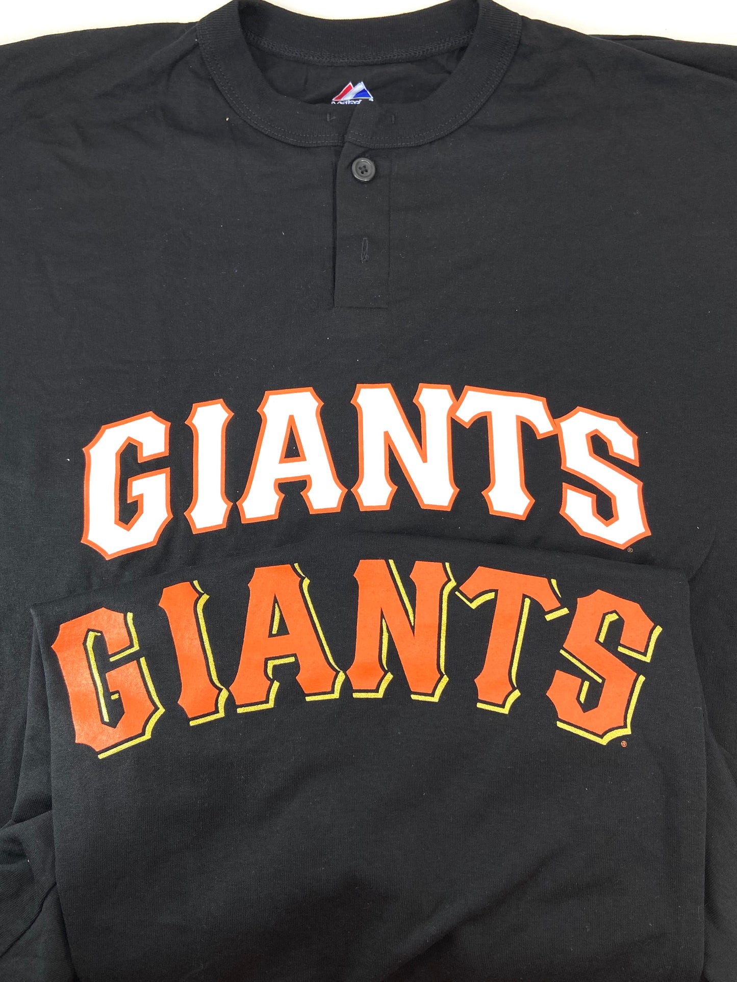 San Francisco Giants 2013 MLB Adult XL Black Button Tee Shirt by Majestic