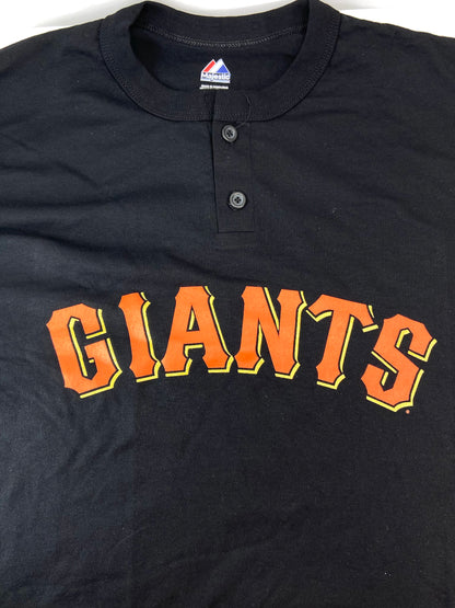 San Francisco Giants 2013 MLB Adult XL Black Button Tee Shirt by Majestic