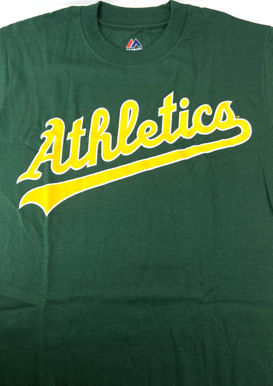 Oakland Athletics MLB 2014 Logo Green T-Shirt Adult Small 100% Cotton by Majestic