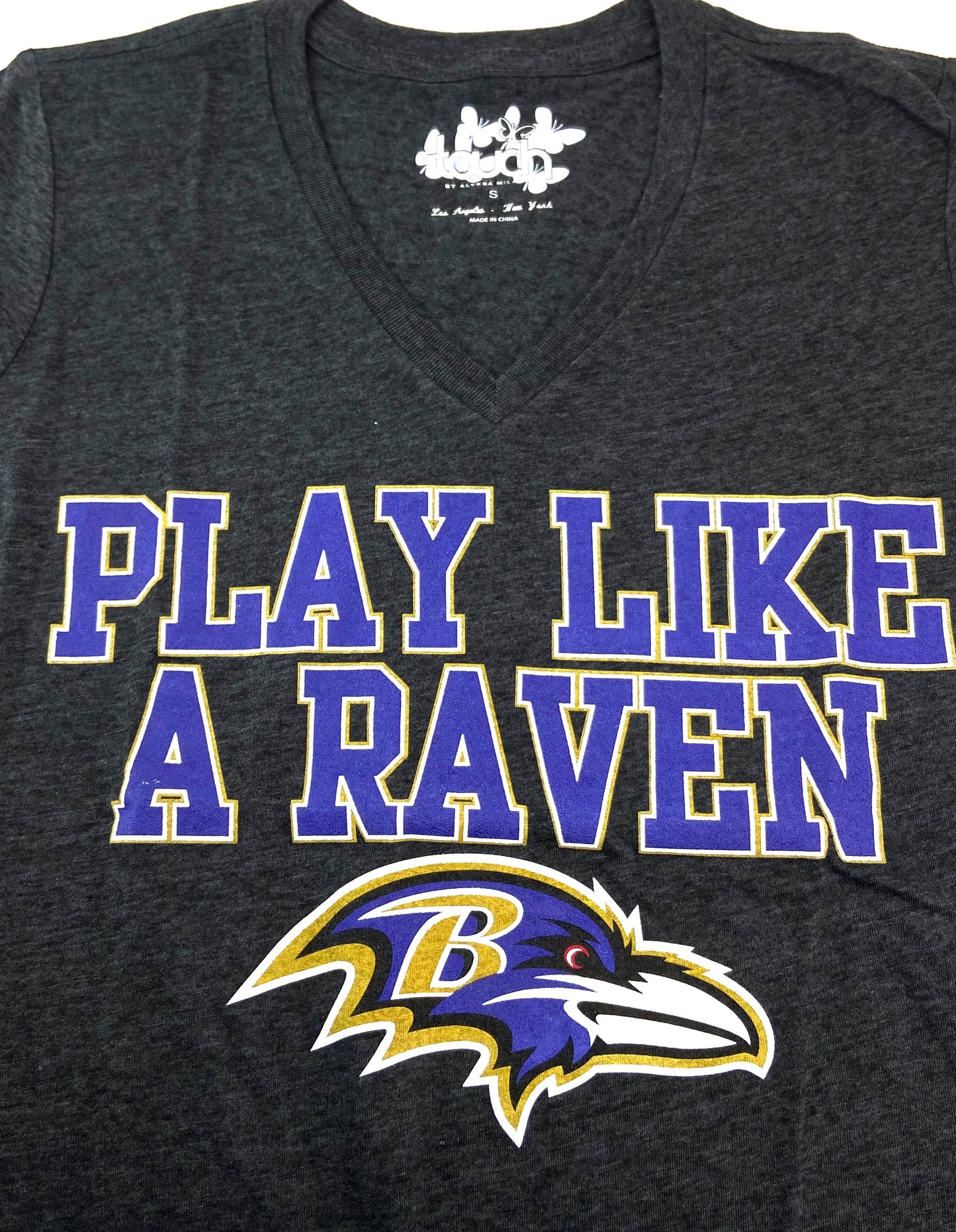 Baltimore Ravens NFL Tri-Blend Women's "Play Like a Raven" T-Shirt by Alyssa Milano