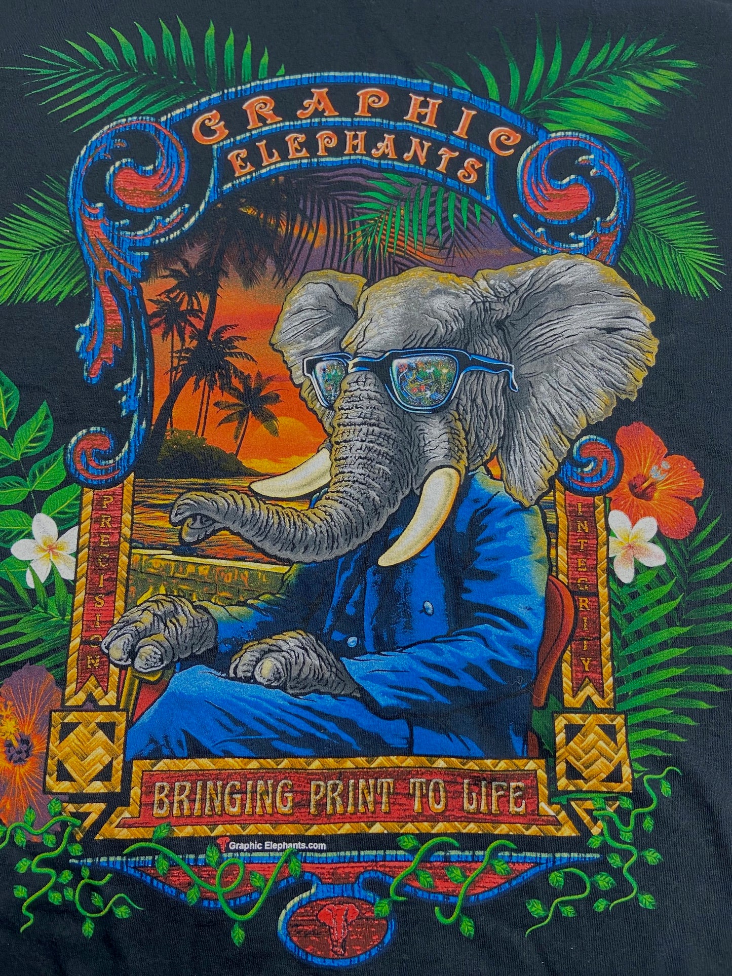 Promotional Elephant Large Black T-Shirt by Graphic Elephants