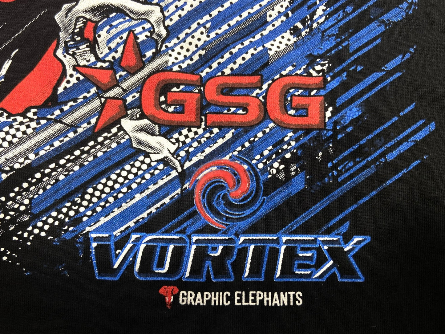 GSG Vortex Promotional Large Black T-Shirt by Graphic Elephants