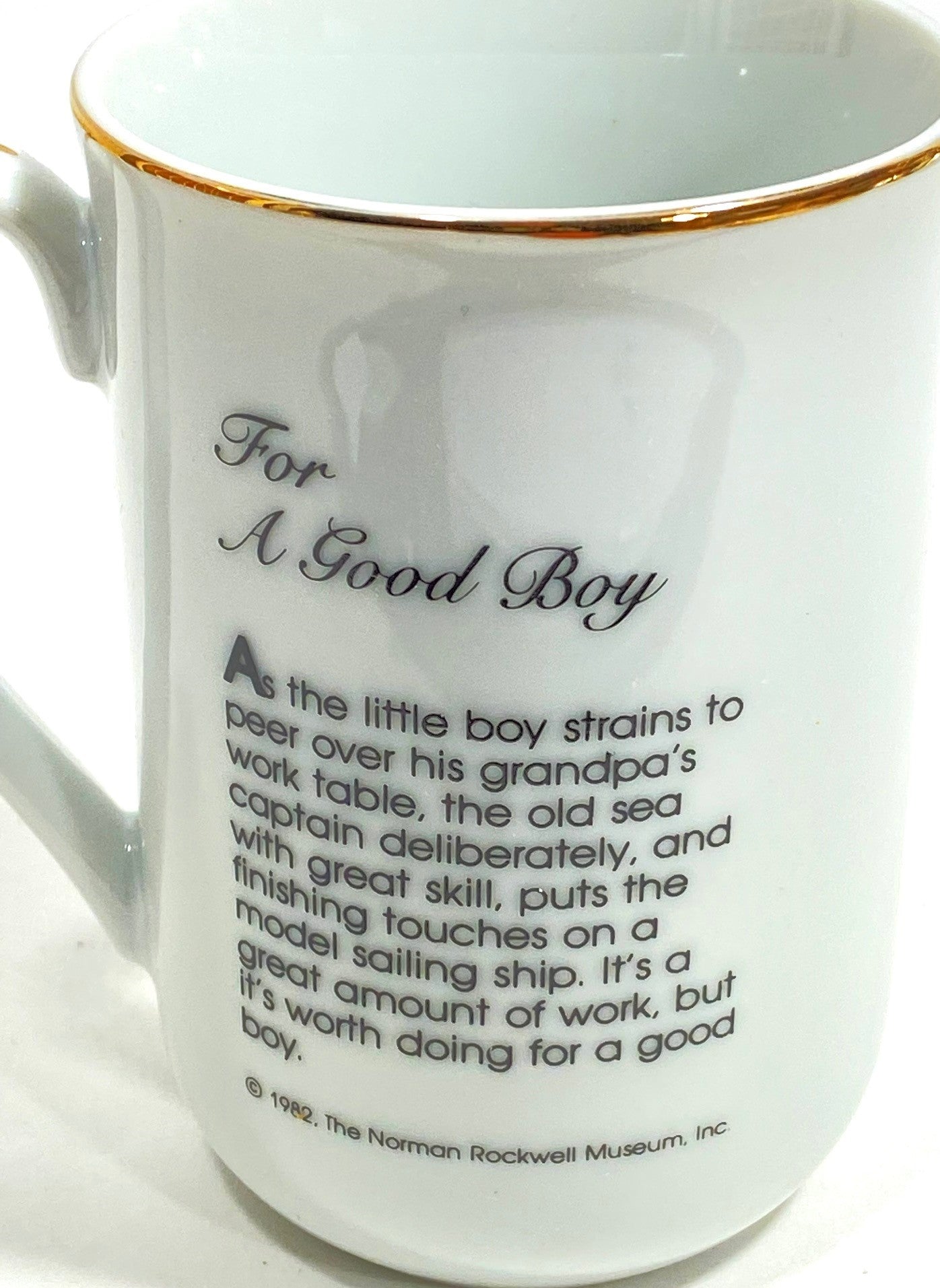 Norman Rockwell's "For a Good Boy" 1982 Porcelain Coffee Mug by Norman Rockwell Museum