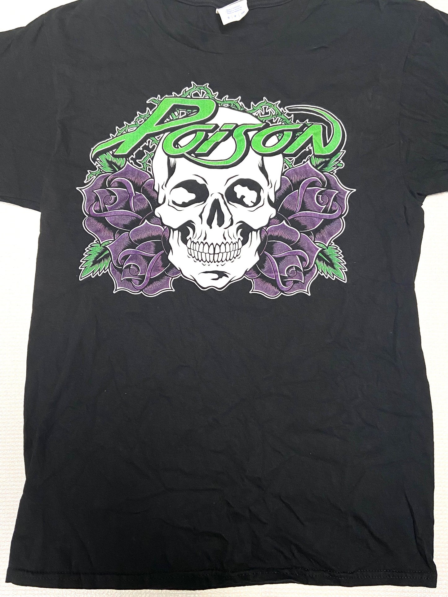 Poison (The Band) Skull Women's Small Black T-Shirt by Unknown