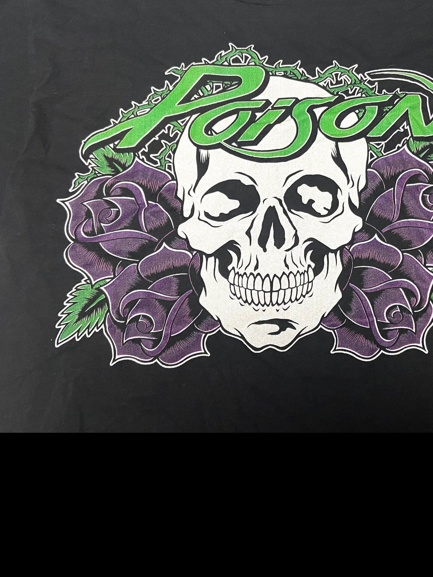 Poison (The Band) Skull Women's Small Black T-Shirt by Unknown