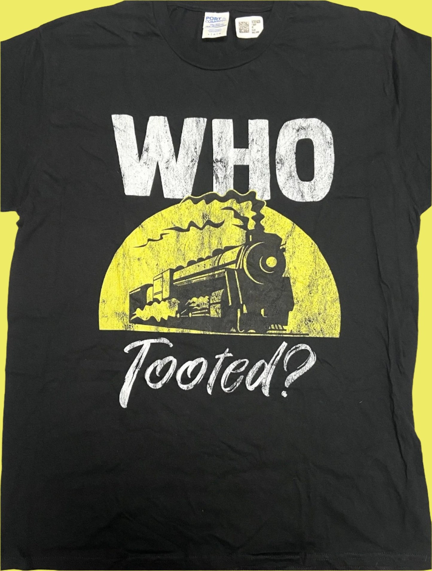 "Who Tooted?" Men's Large Black NOS T-Shirt by Port & Company