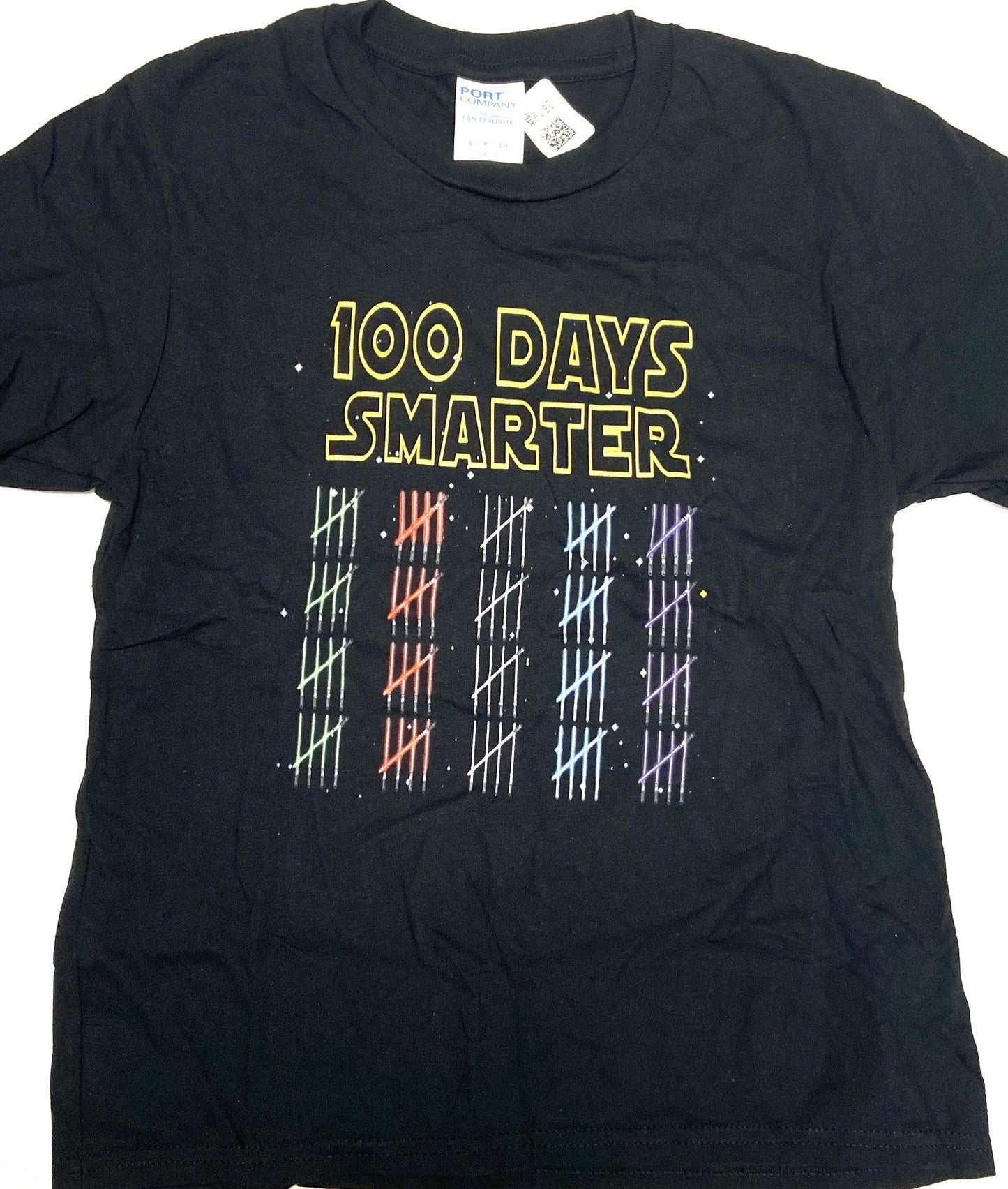 "100 Days Smarter" Youth Small (7-8) Black T-Shirt by Unknown