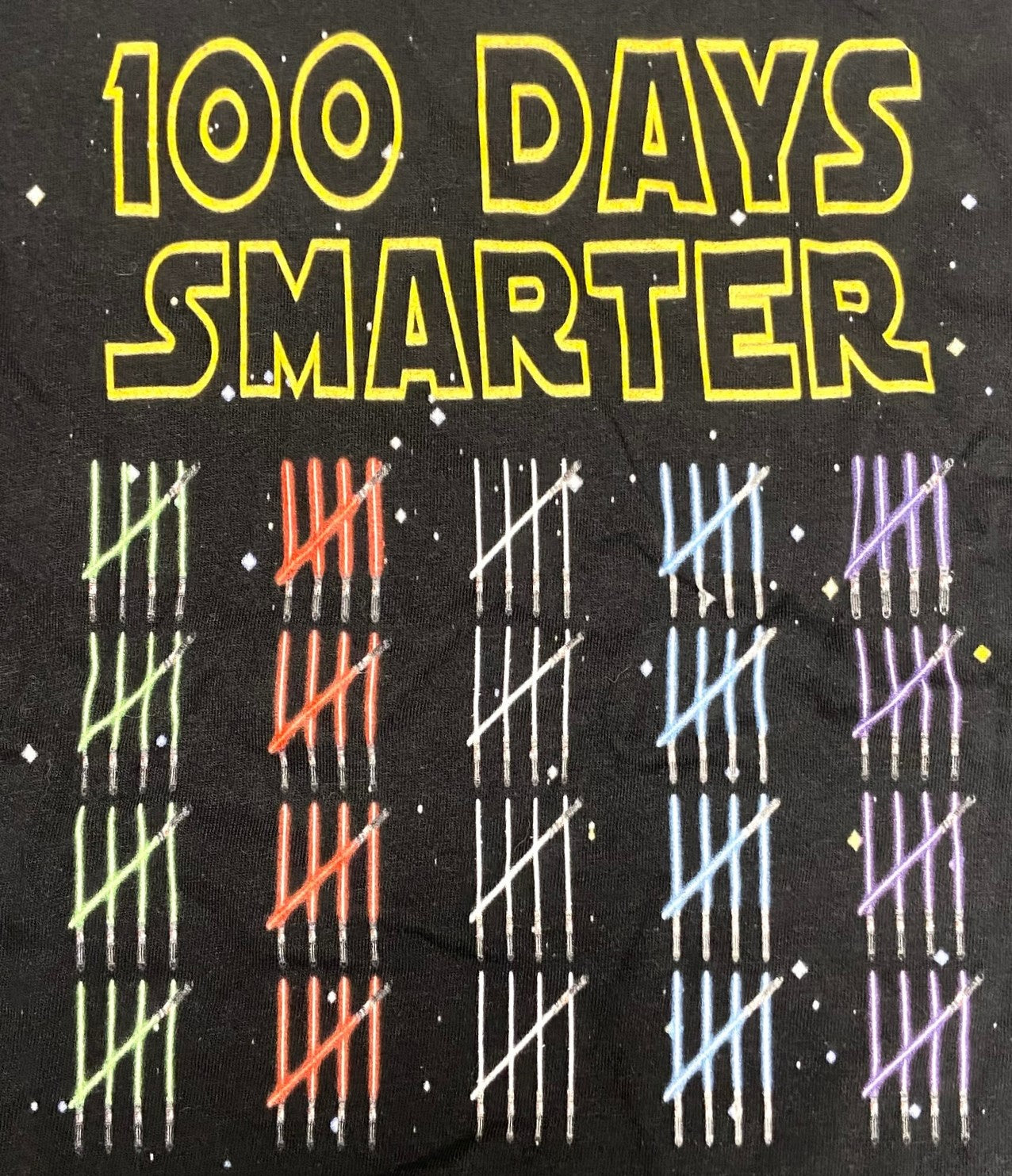 "100 Days Smarter" Youth Small (7-8) Black T-Shirt by Unknown