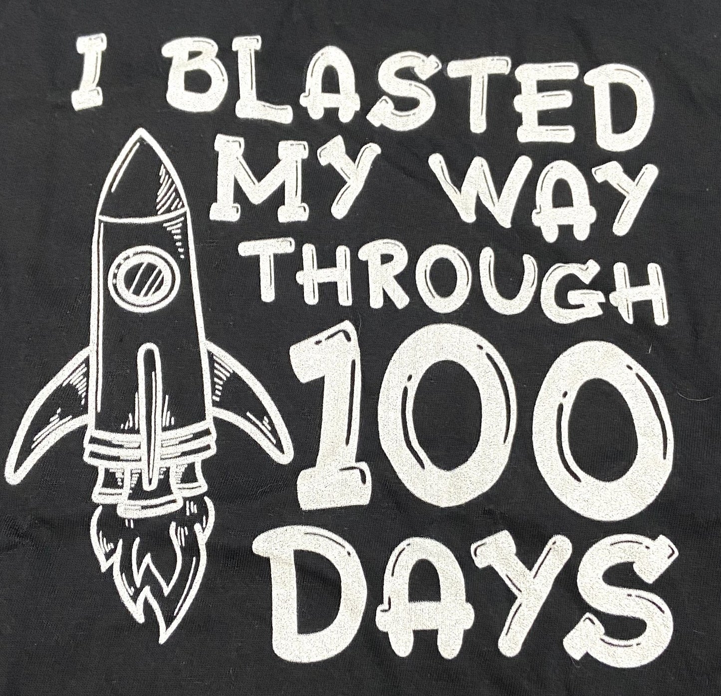 I Blasted My Way Through 100 Days -- Youth Extra Small (5-6) Black T-Shirt by Unknown