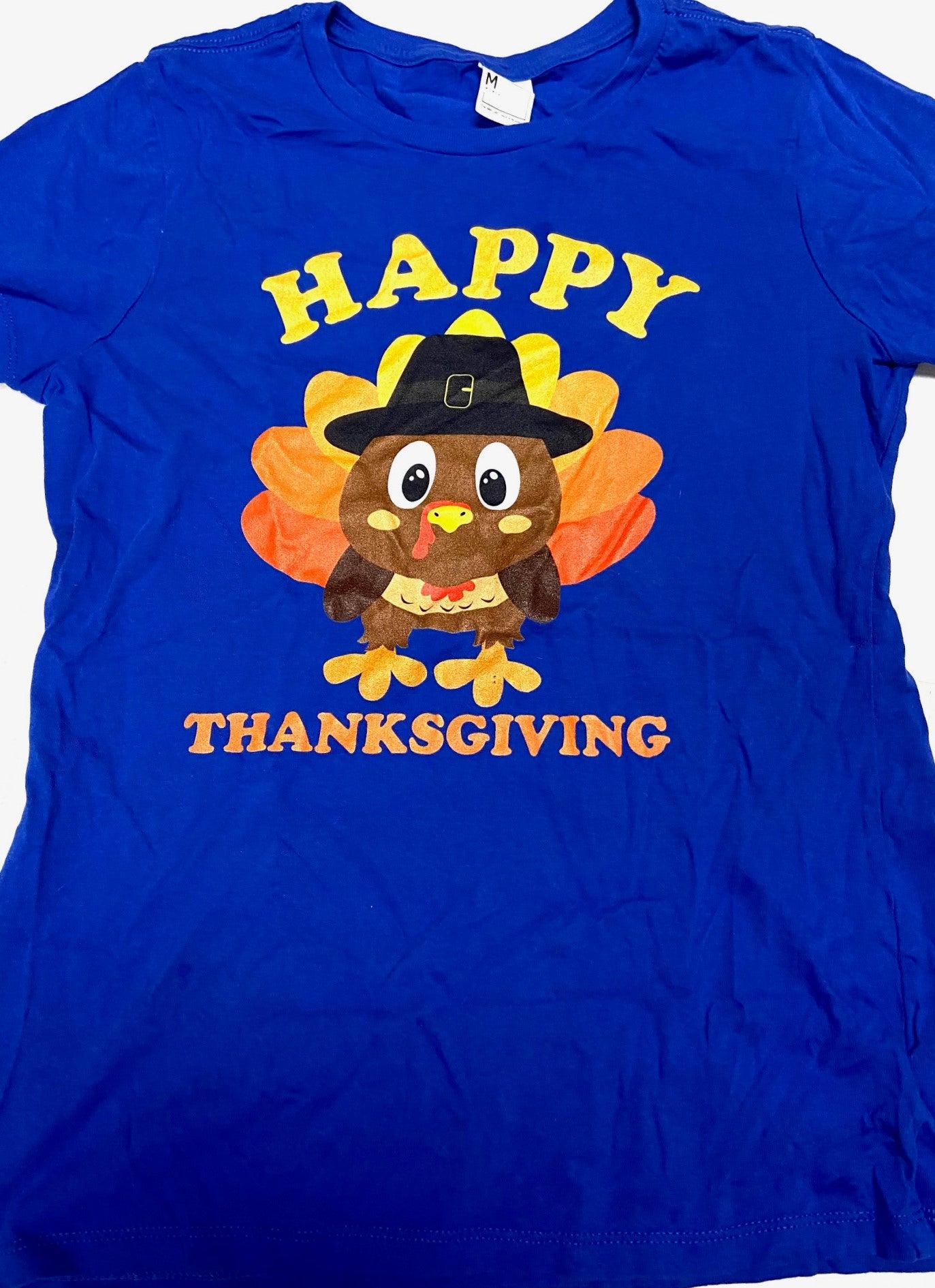 Happy Thanksgiving -- Women's Medium Blue T-Shirt by Unknown (READ BELOW!)