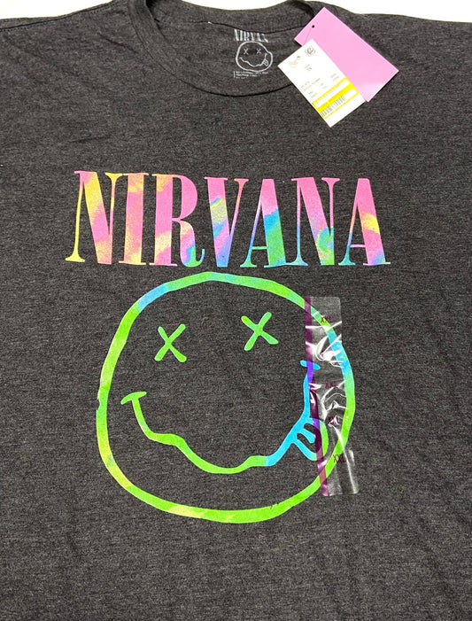 Nirvana -- Adult Dark Gray Unisex 2X-Large T-Shirt by Nirvana