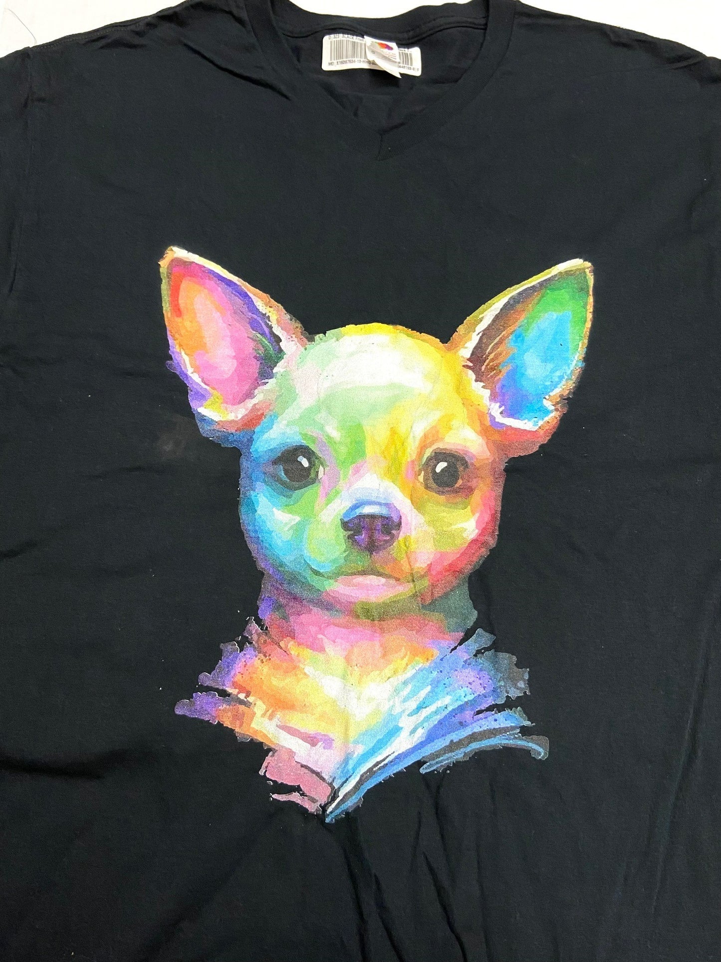 Watercolor Chihuahua Adult Large Black T-Shirt by Unknown