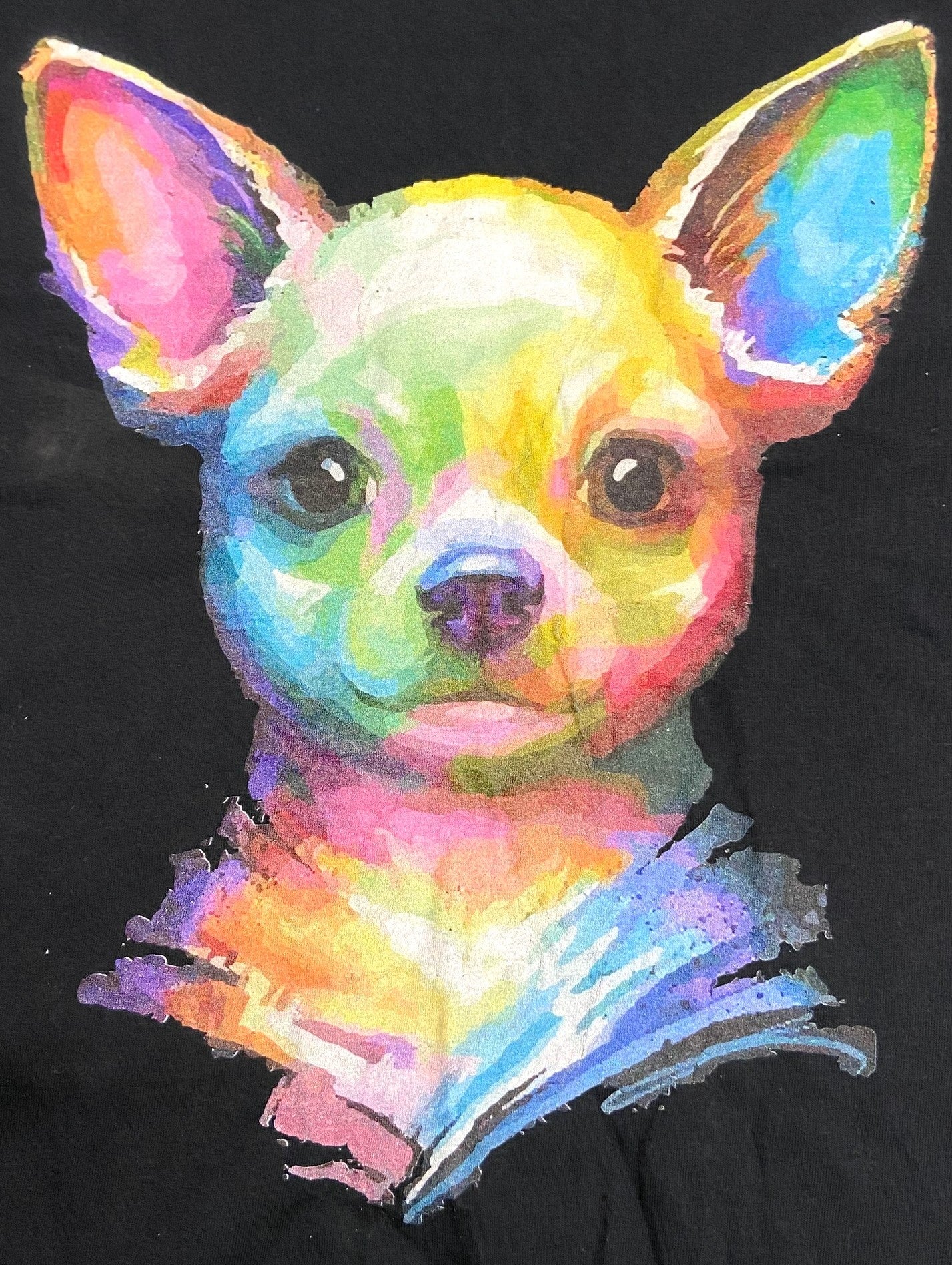 Watercolor Chihuahua Adult Large Black T-Shirt by Unknown