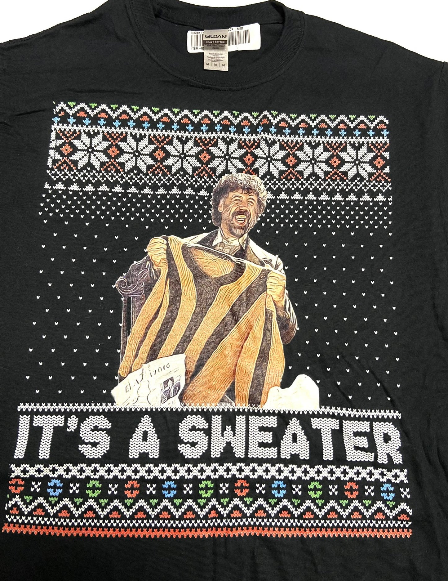 "It's a Sweater" Adult Medium Black T-Shirt by Unknown