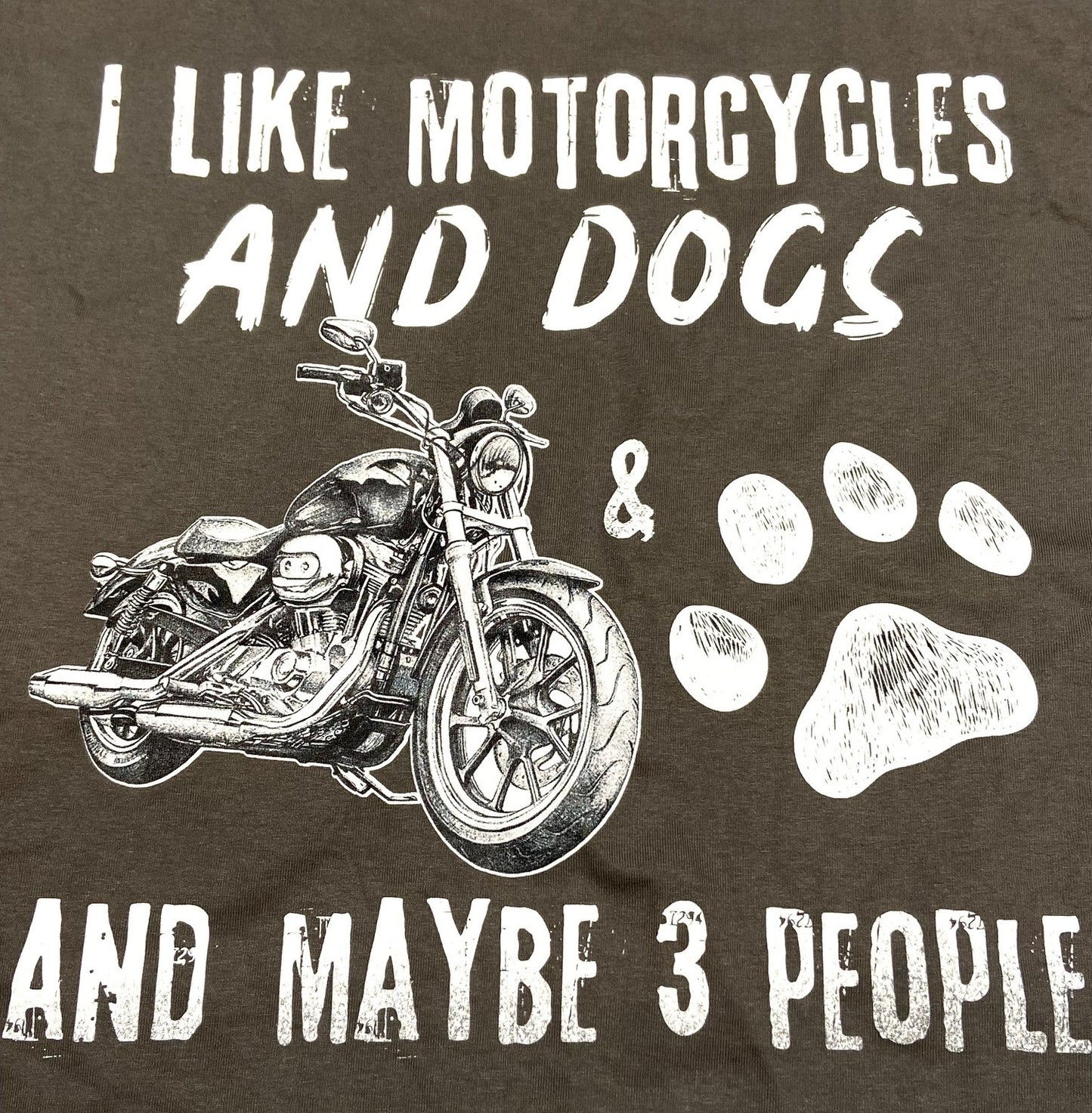 "I Like Motorcycles & Dogs" Adult Large Gray T-Shirt by Unknown