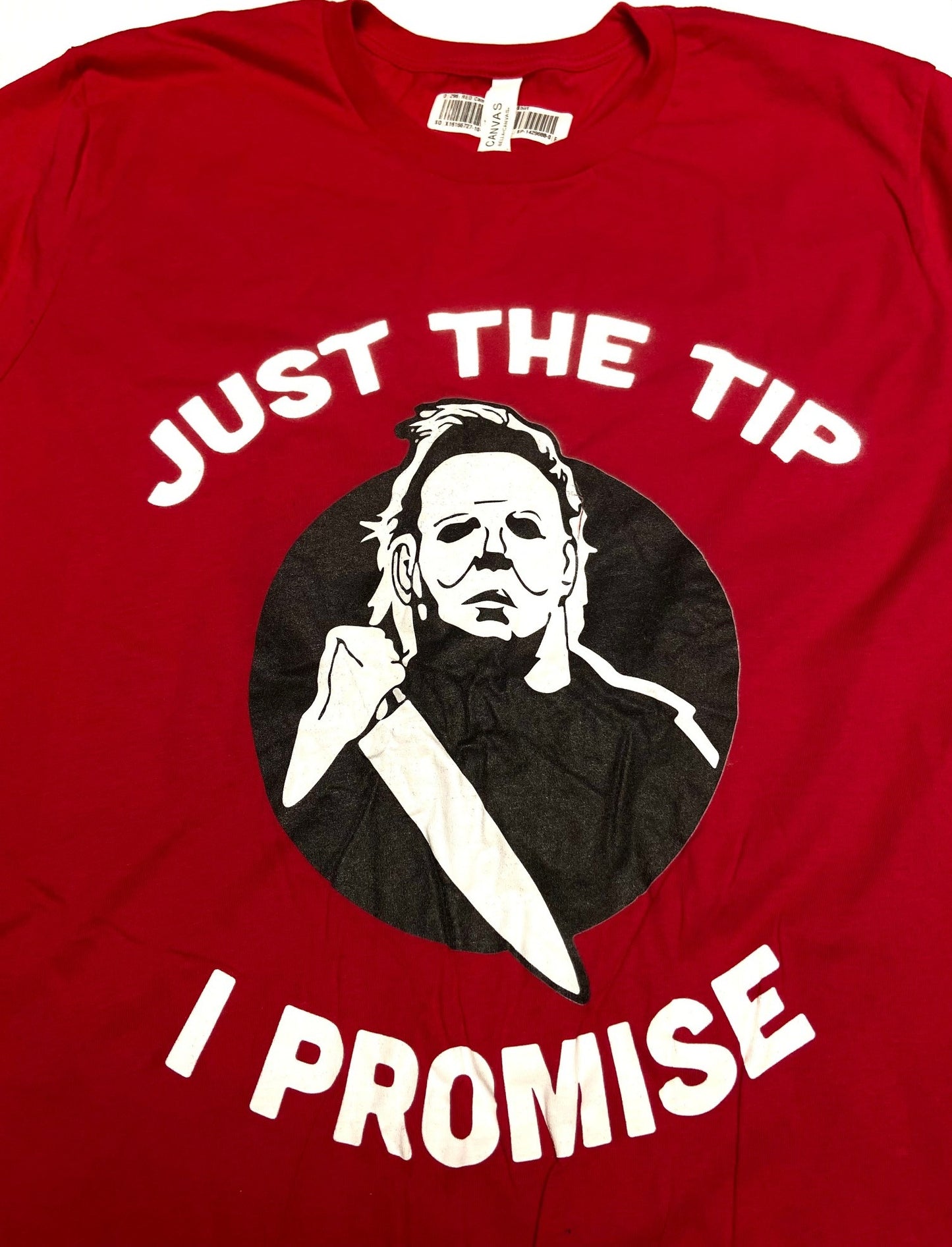 "Just the Tip -- I Promise" Unisex 2XL Red T-Shirt by Unknown