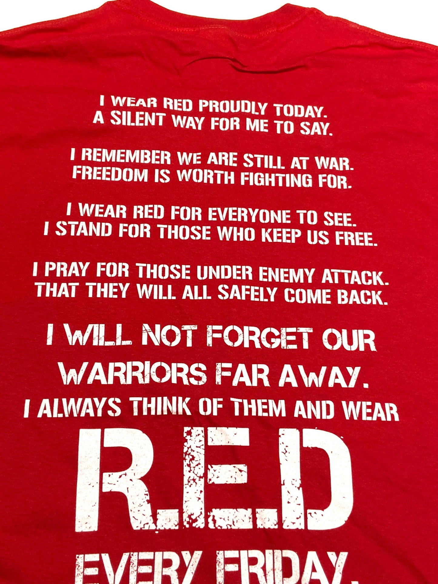 "On Friday We Wear Red" Adult Large Red T-Shirt by Unknown