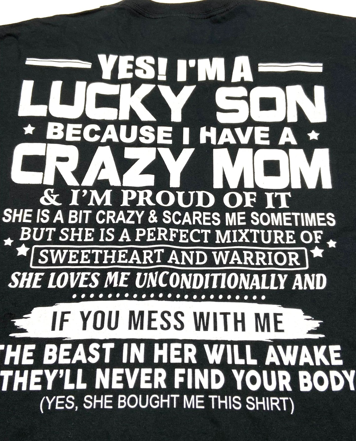 "Yes, I'm a Lucky Son" Adult 2XL Black T-Shirt by Unknown