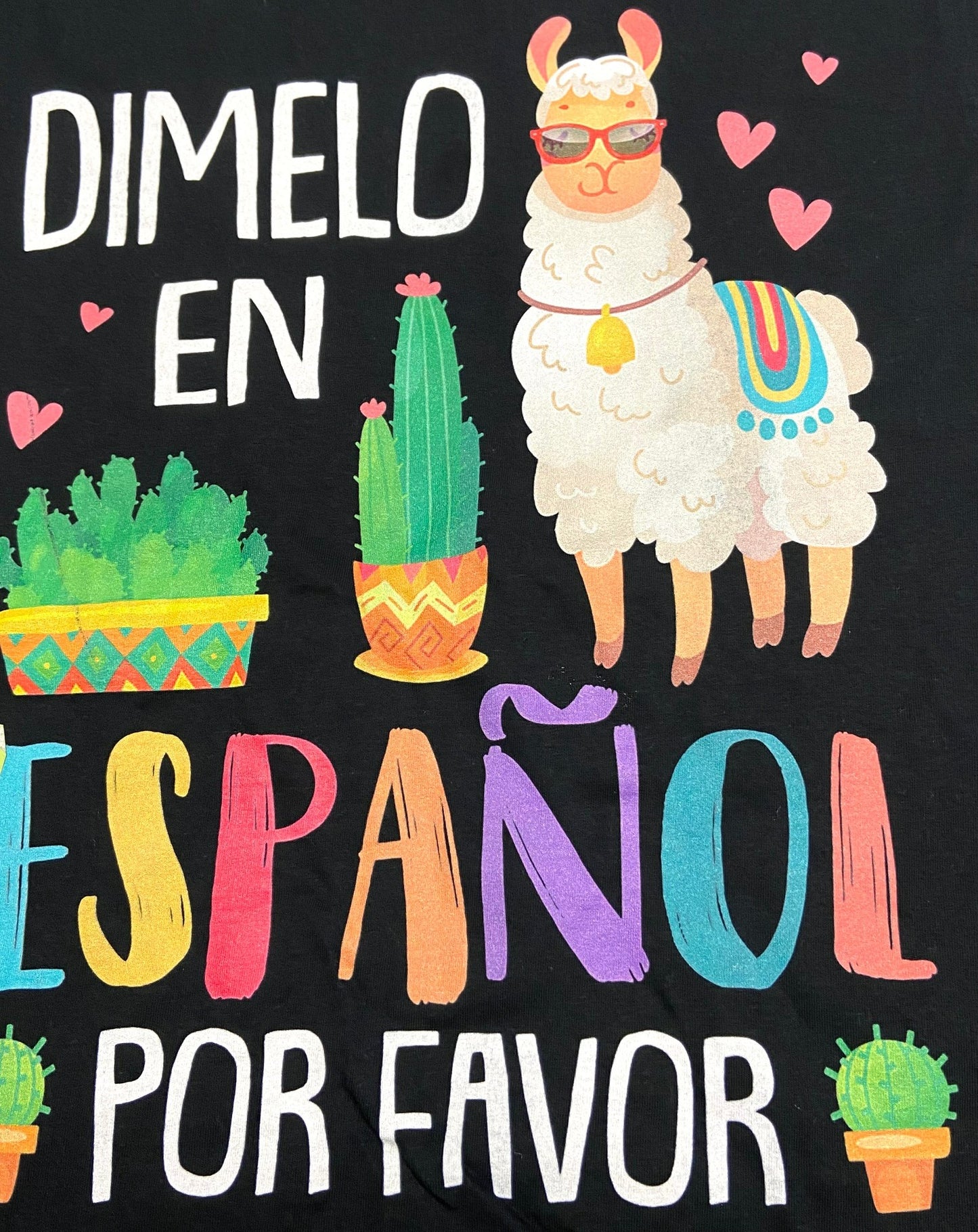 "Dimelo En Espanol" Adult Small Black T-Shirt by Unknown