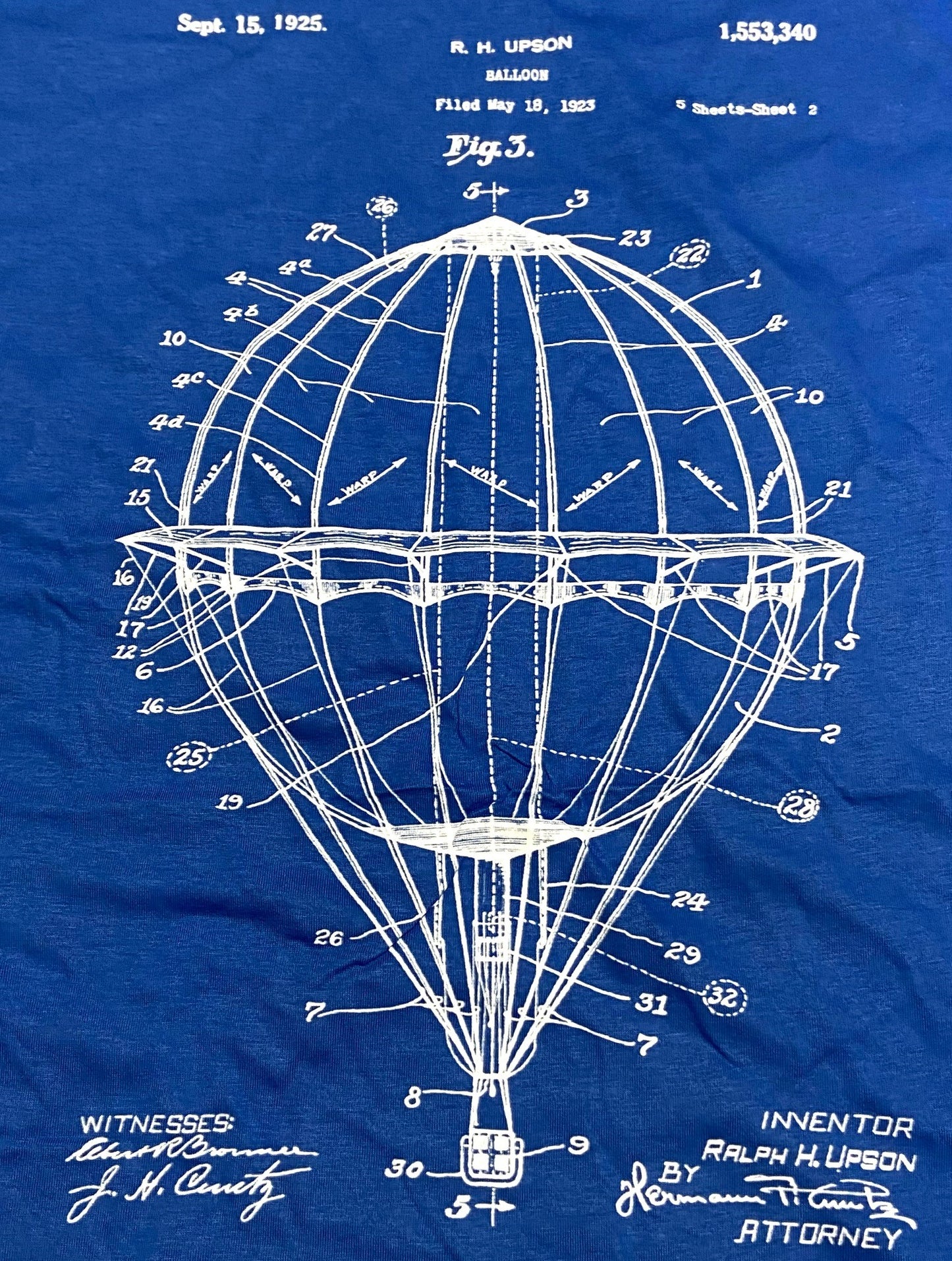 "Fig. 3 Balloon" Blue Women's Medium T-Shirt by Unknown