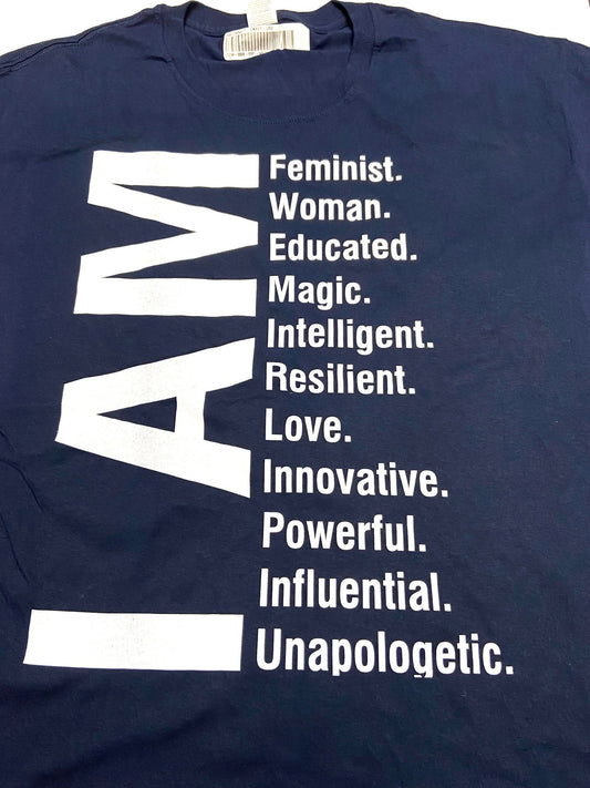 "I Am Feminist..." Adult Blue Large T-Shirt by Unknown