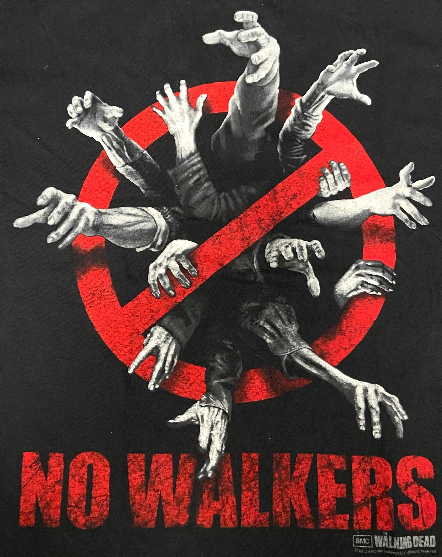 Walking Dead 2012 "No Walkers" Adult Black T-Shirt Medium & 3XL by AMC Holdings LLC