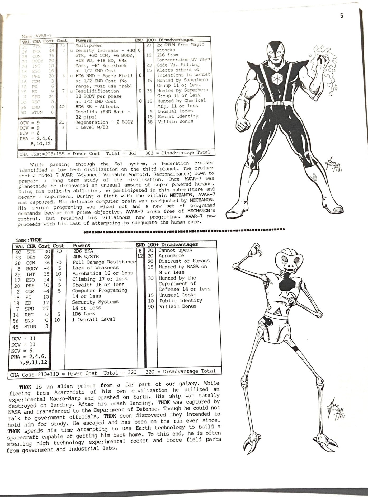 Enemies: "Supervillians for Champions" 1982 by Bruce Harlick/ Hero Games