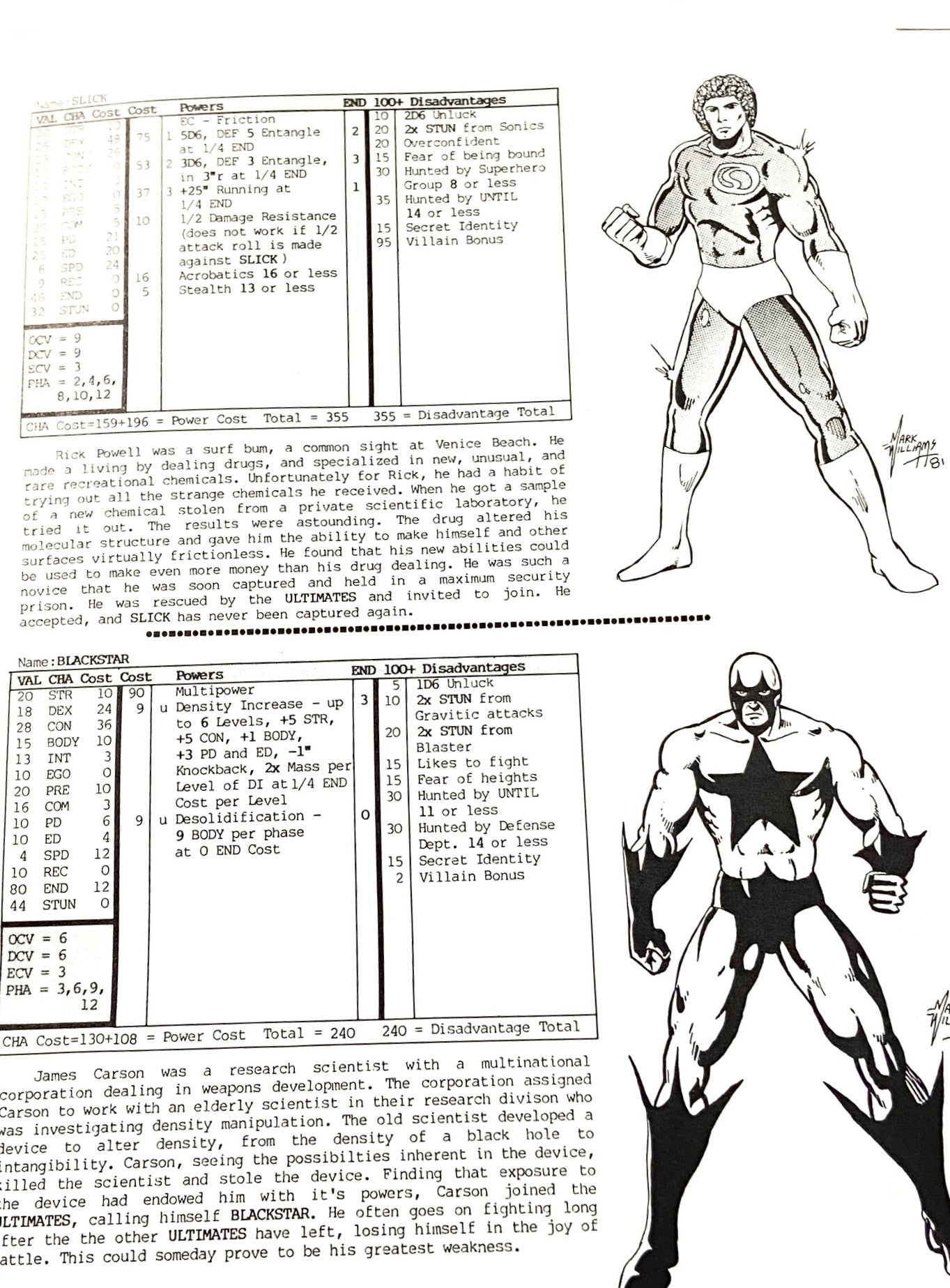 Enemies: "Supervillians for Champions" 1982 by Bruce Harlick/ Hero Games