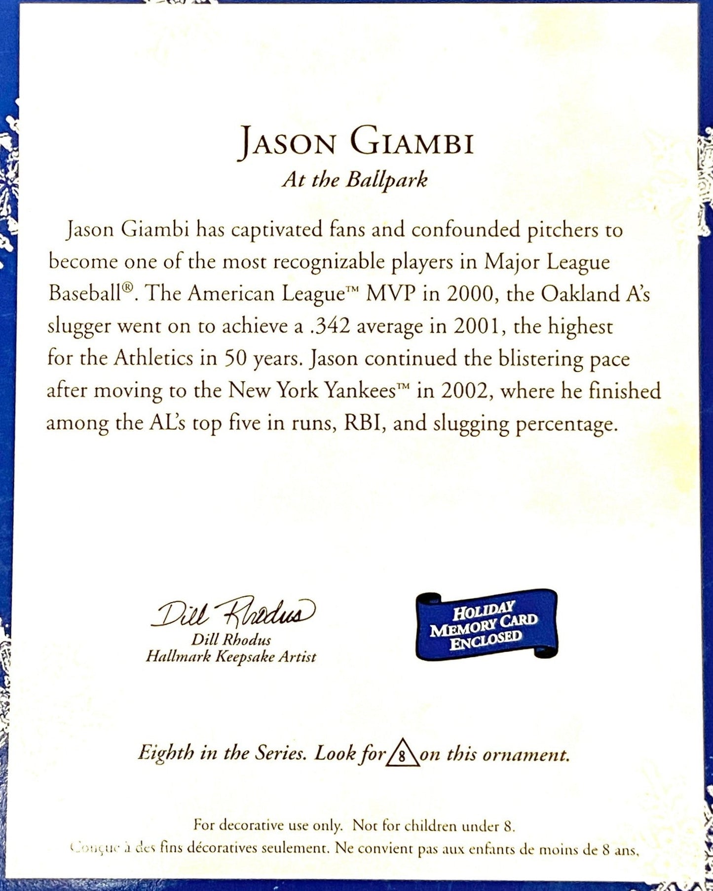 Jason Giambi 2003 MLB New York Yankees Ornament (Used) by Hallmark