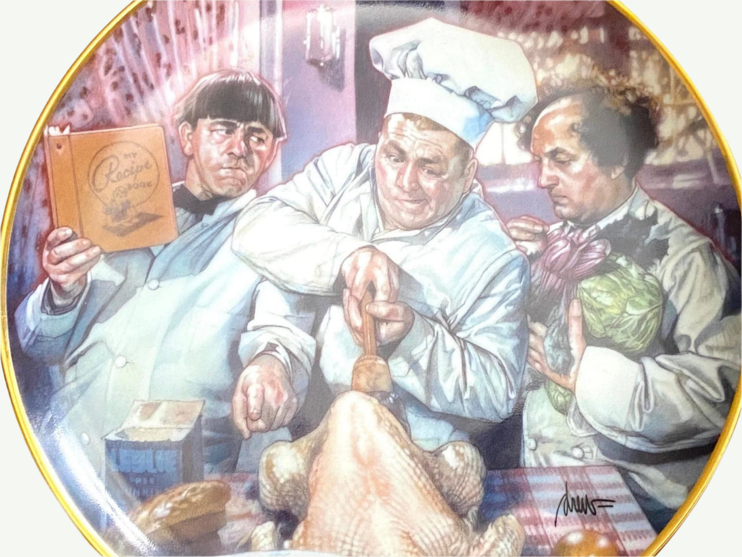 Three Stooges "The Cooking Lesson" 1994 Collector's Plate (Used) by Franklin Mint