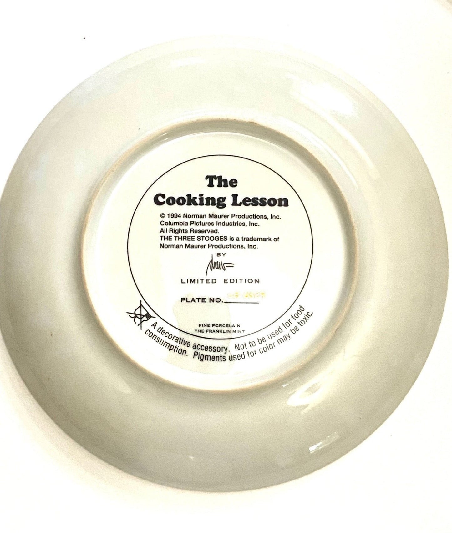 Three Stooges "The Cooking Lesson" 1994 Collector's Plate (Used) by Franklin Mint