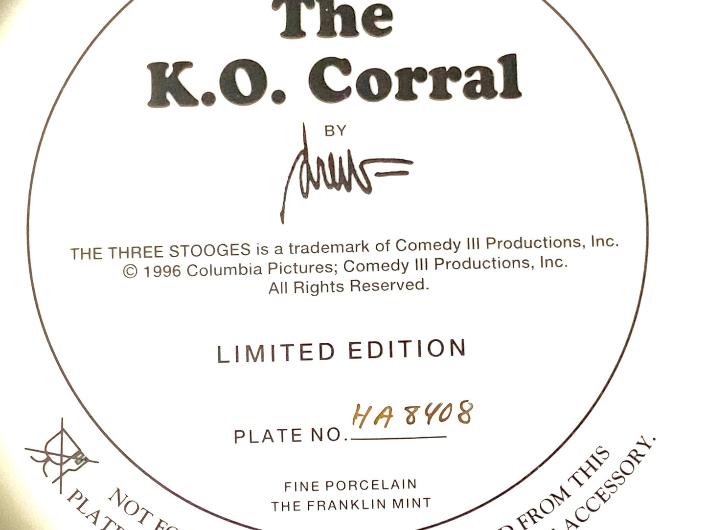 The Three Stooges 1996 "The KO Corral" Ltd Ed Collectible Plate by Franklin Mint