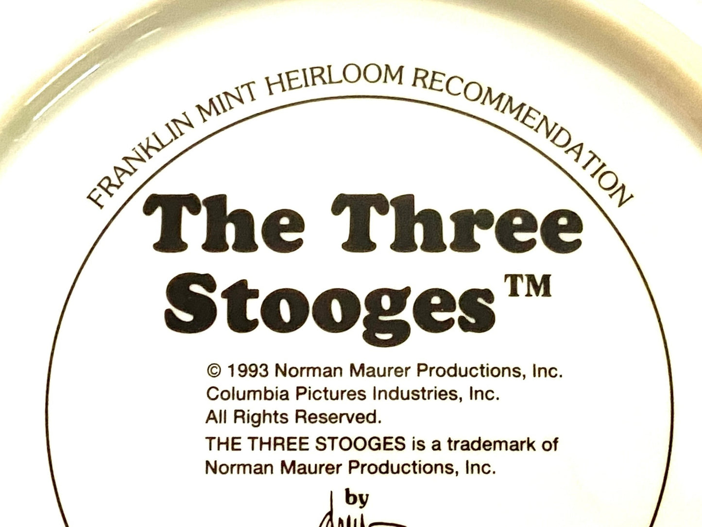 The Three Stooges 1993 Ltd. Ed. Porcelain Collectors Plate by Franklin Mint