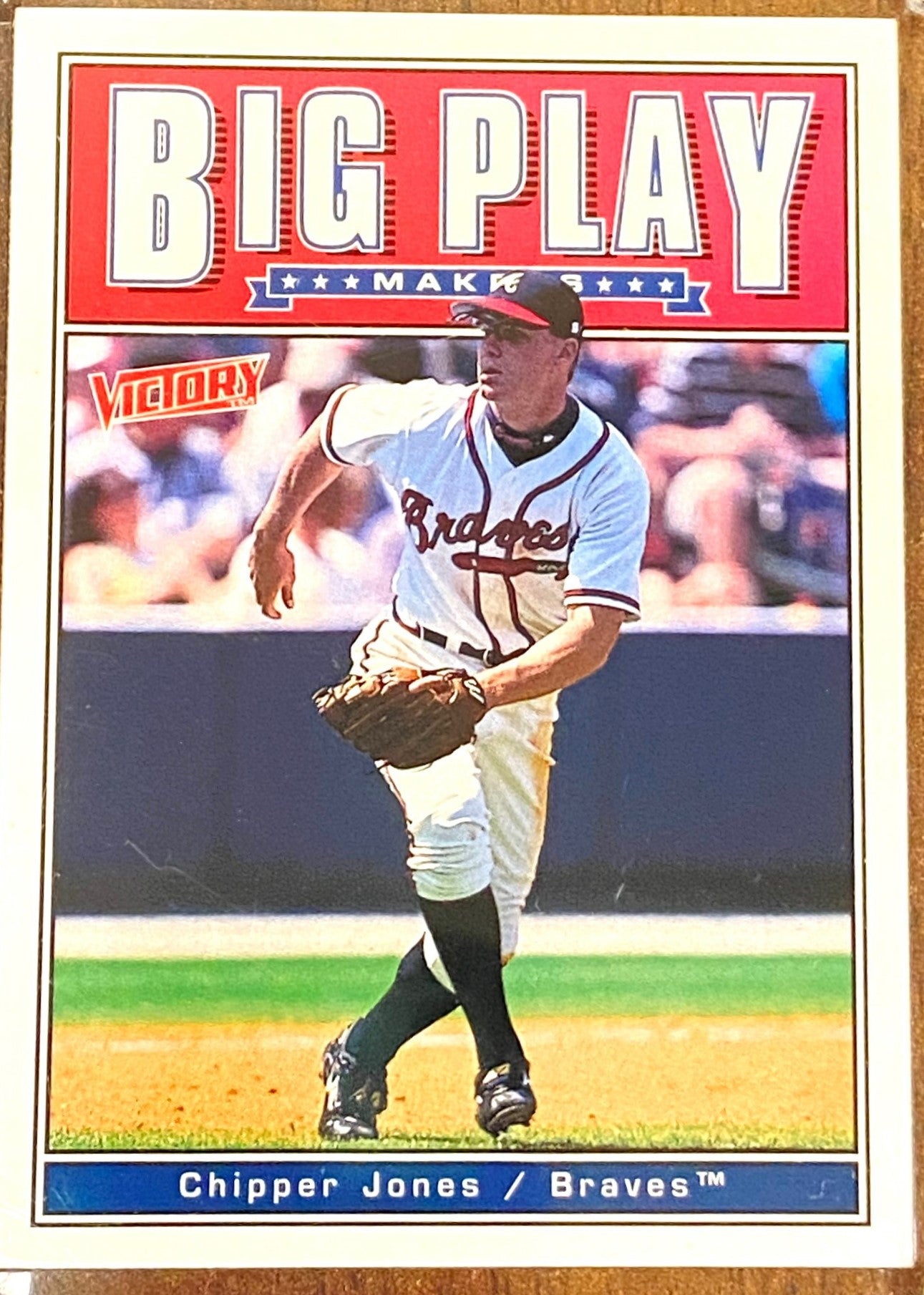 Chipper Jones 1999 MLB Plaque Big Play Maker Victory Card (Used) by Upper Deck