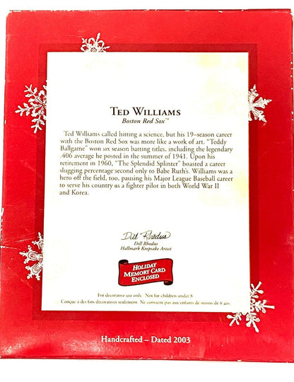 Ted Williams 2003 Boston Red Sox Keepsake Ornament Used by Hallmark